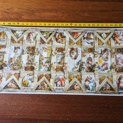 Nice 14.75" x 43.25" Sistine Chapel Ceiling Painting by Michaelangelo Photo Print Poster