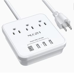 6 Ft Power Strip with 3 Outlets and 4 USB Ports