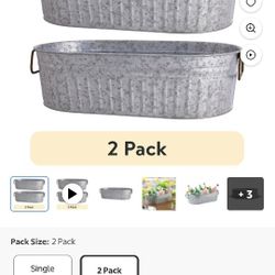 Set Of 2 Galvanized Oval Tub
