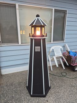 Decorative Wooden Lighthouse with Light