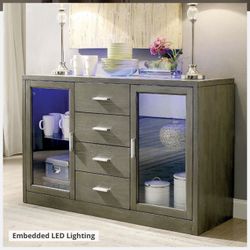 Storage Cabinet With Led Lighting | Sideboard Buffet 