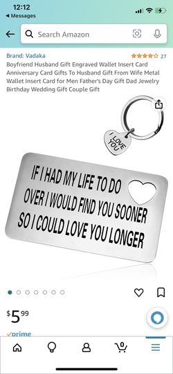 Engraved Wallet Insert And Keychain