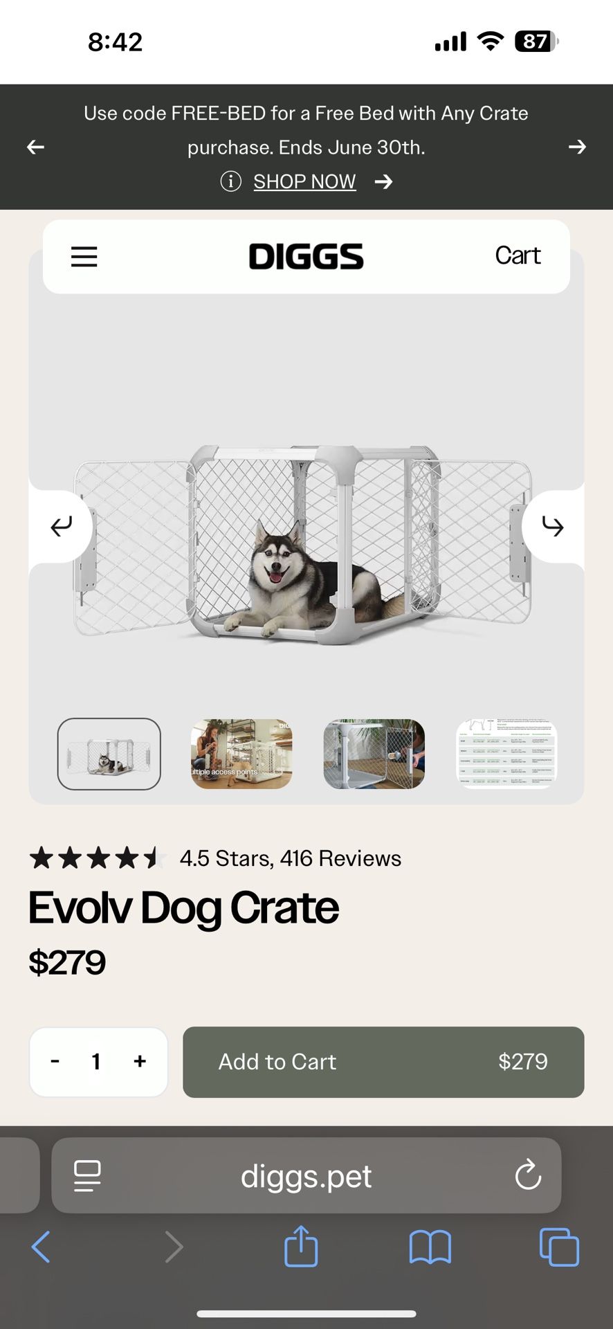 Intermediate Diggs Dog Crate