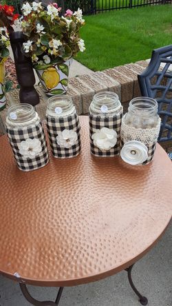 Buffalo plaid mason jars