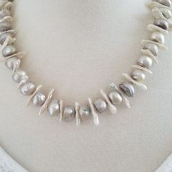 Vintage beautiful Freshwater pearls Necklaces With 925 SILVER closer 19 Inches long