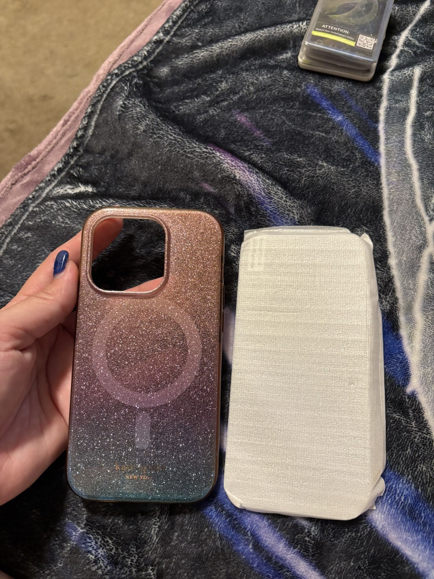 iPhone 14 Pro Late Spade Glitter Case With Screen Protector 