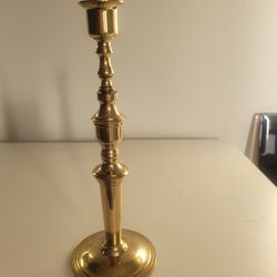 One Antique Brass Candlestick Holder,H 9.5"