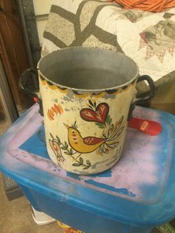 Antique hand painted Amish pot