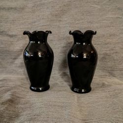 Pair of MCM (Black) Amethyst Vases *Very Nice