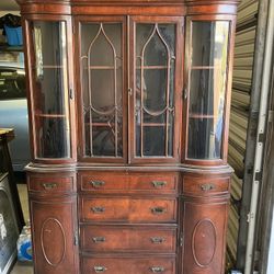 100 Year Old China Hutch with curved glass