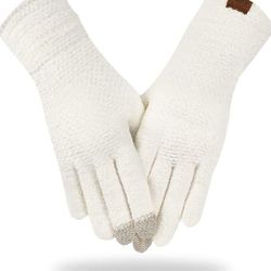 Winter Gloves for Women Cold Weather,Warm Touch Screen Gloves Chenille,Elastic Cuff Thermal Gloves for Running Driving