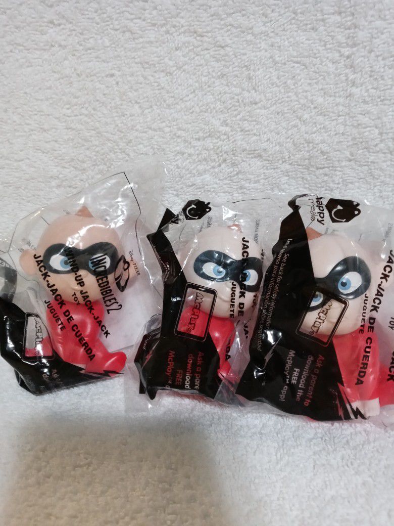 3 Brand New In Package The Incredibles 2 Jack Jack Wind Up Happy Meal Toys From Mc Donalds
