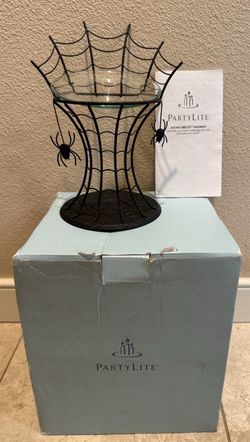 Party Lite P90456 Metal Spider Web Glass Holder Aroma Melts Warmer Tealight