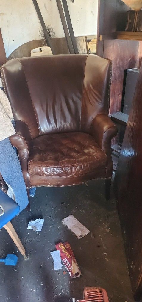 Nice Leather Antique Chair In Good