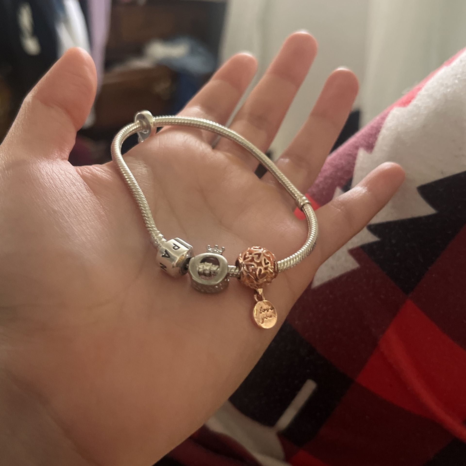 Pandora bracelet with charms
