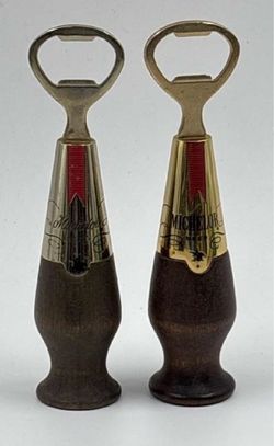 Pair of Vintage Michelob Wooden Handle Bottle Openers