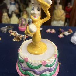Vintage Schmid Beauty and the Beast Lumiere ceramic musical figurine 