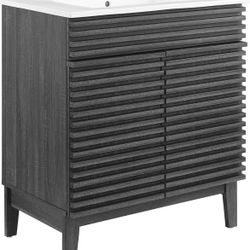 Modway Render 30" Bathroom Vanity in Charcaol White