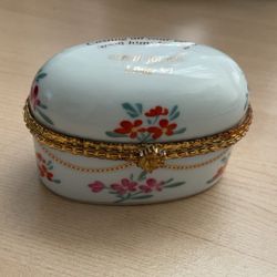 IMPERIAL PORCELAIN HINGED TRINKET BOX WITH BIBLE VERSE