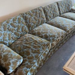 Vintage Damask Teal & Olive Couch 