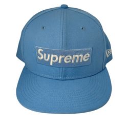Supreme NYC World Champions New Era 7-3/8 Light Blue White World Famous Hat 