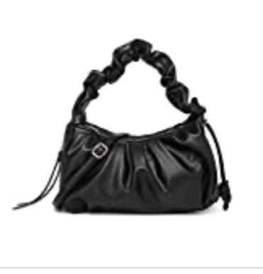 Black LUCKWE Ruched Hobo Bags for Women Satchel Purses Handbag Medium Crossbody Bags Drawstring Designer Shoulder Bag