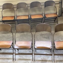 8 Vintage Clarin Metal with Wood Seat Folding Chairs - 1930s - Collapsible Chairs