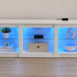 65” TV stand white with led lights
