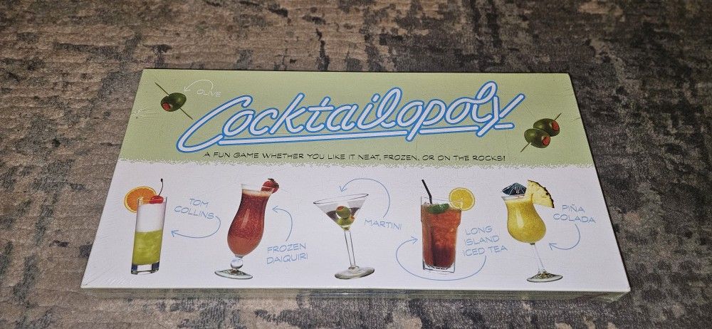 Cocktailopoly Monopoly Style Board Game. Brand New & Factory Sealed!!