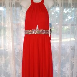 Perfect for the Holidays Red Maxi With Sequin Waist By My Michelle NWT