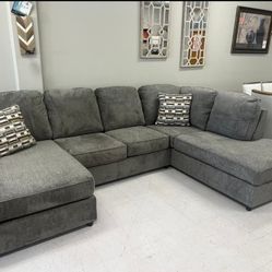 AP🎉 Double Chaise Sectional Couch - Gray // Financing & Delivery 