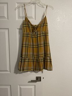 Row A Plaid Yellow Mini Dress 