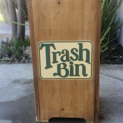 Vintage wood trash can