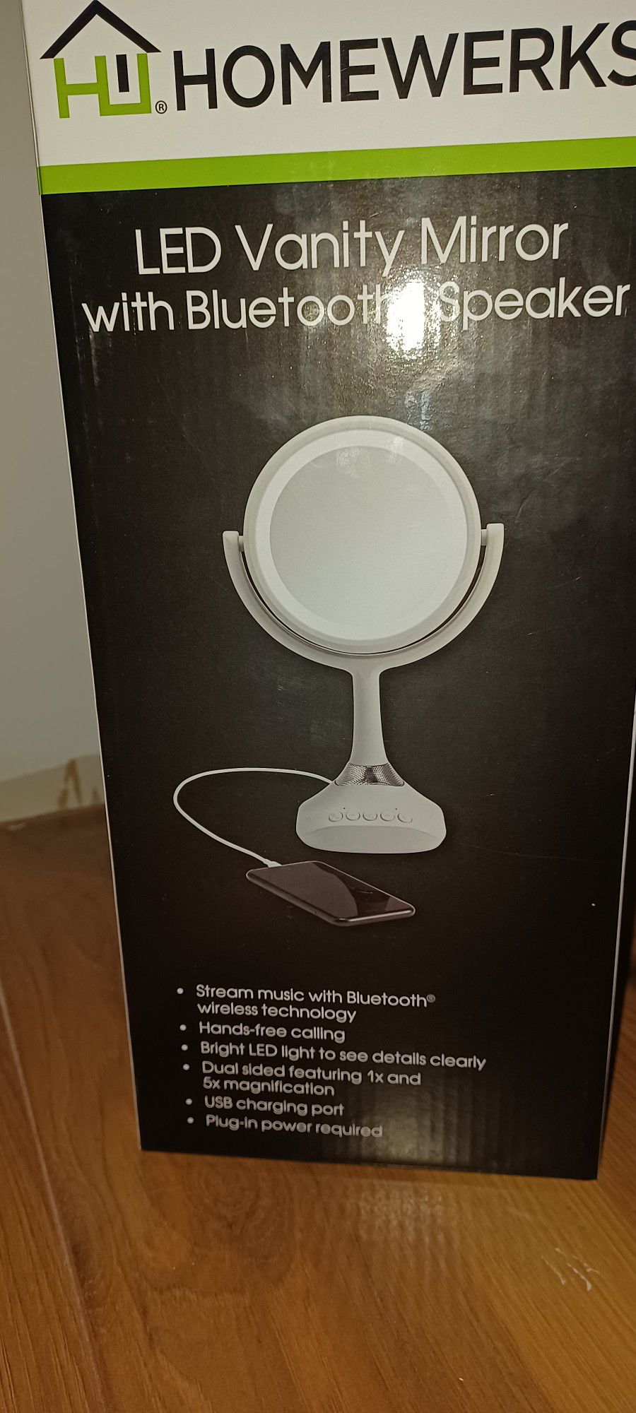 Makeup Mirror with LED Light and Bluetooth Speaker and Microphone