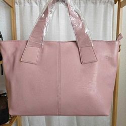 Brand New Genuine Leather Pink Tote Bag – With Crossbody Strap