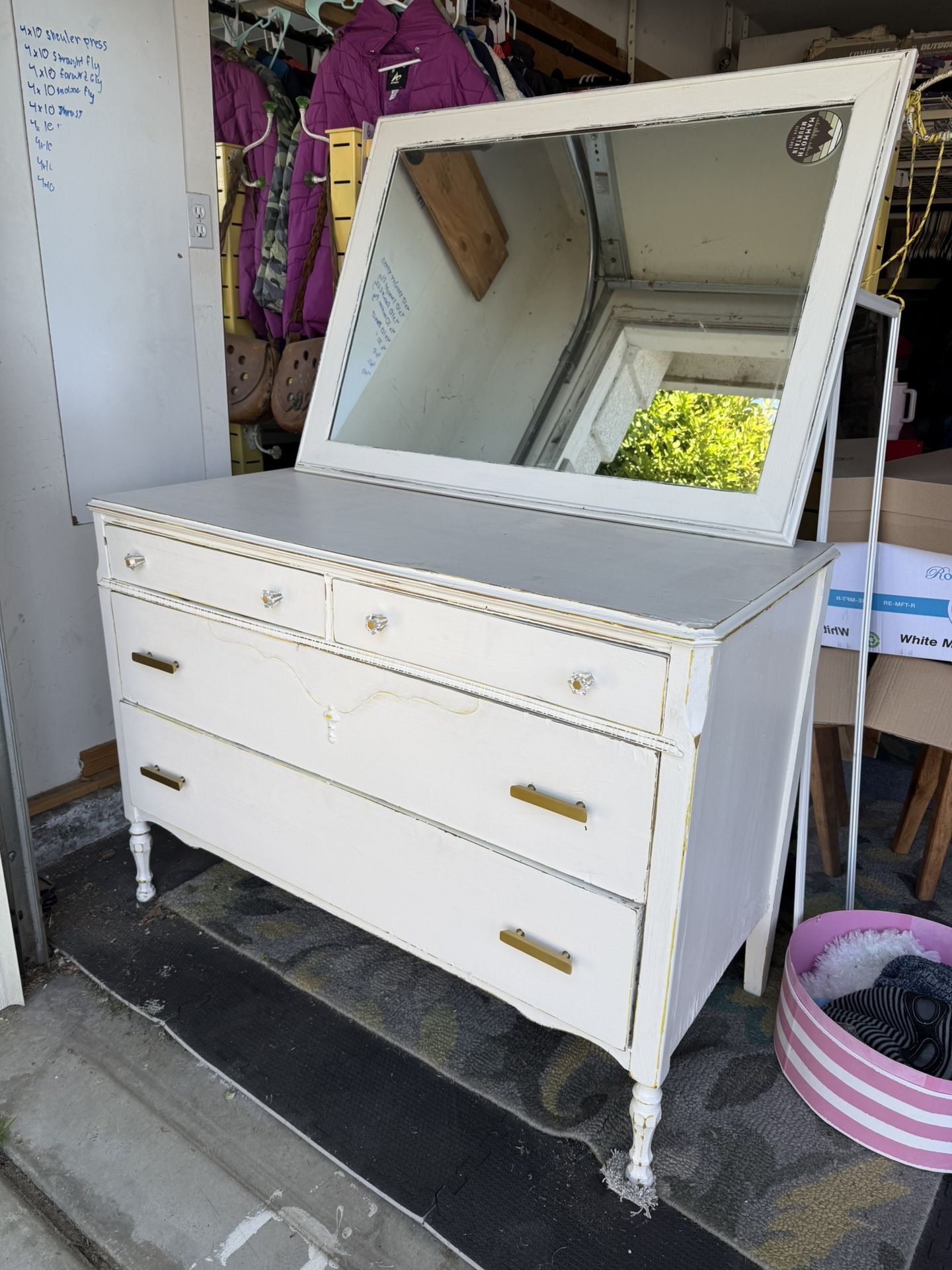 Vintage Dresser And Mirror. New Paint And Seal.