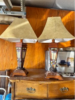 Stained Glass Real Wood Designer Lamps