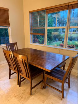 Solid Wood Dining Table Set – 6 Chairs + Bench – Seats 8