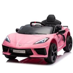 PINK 12V CHEVROLET CORVETTE C8 STINGRAY 1-SEATER KIDS RIDE-ON CAR
