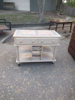 Portable Decorative Kitchen Cart 41.5w X 20d X 33h