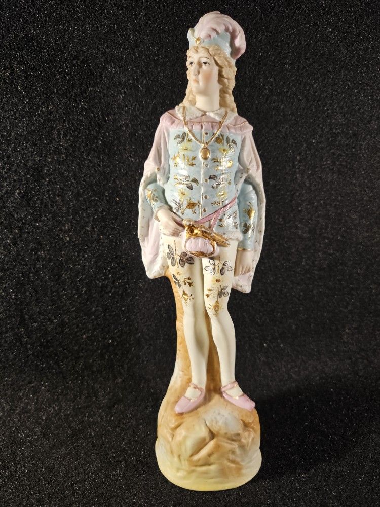 Antique 13" Hand Painted Guilded Porcelain Figurine ⭐️One-Of-A-Kind⭐️