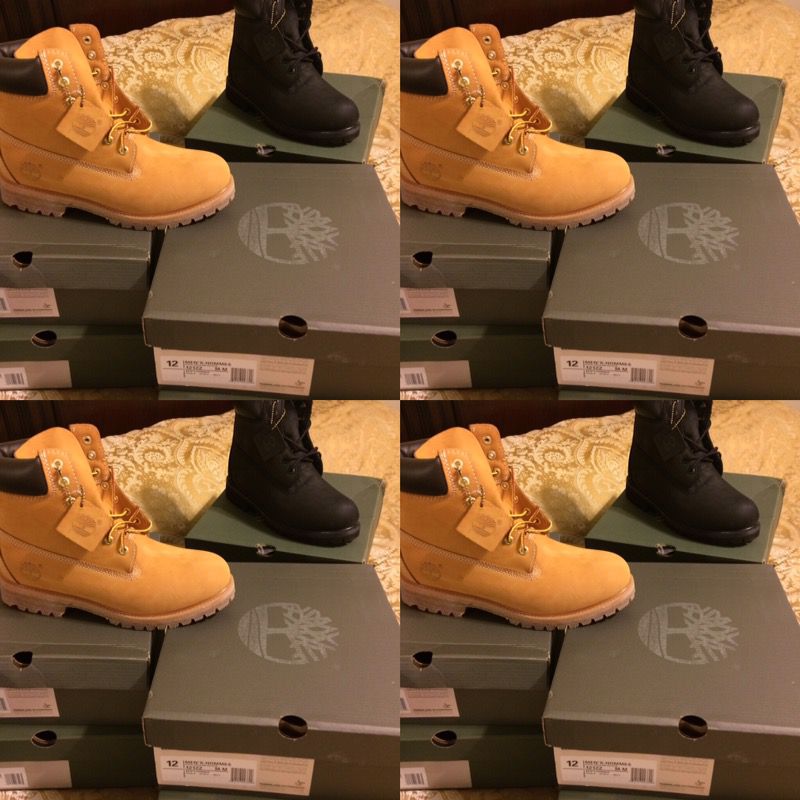 Timberland Boots Blk or Wheat have a size 9 right now