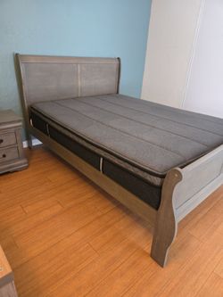 Queen bed frame and night stand (mattress optional)