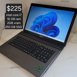 Windows 11 Acer Aspire Intel core i7. 16 GB ram. 2 GB vram. 250 GB ssd. DELIVERY AVAILABLE. SE HABLA ESPAÑOL 