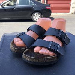 Birkenstock Arizona Unisex's Black Leather Sandals Men’s US 5 Women’s 7