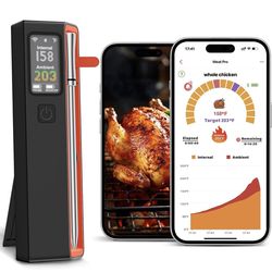 Wireless Meat Thermometer with WiFi Unlimited Range - Ultra Thin Probe with 6 High Accuracy ±0.5°F Sensors, Digital Bluetooth Base, Login-Free Smart A