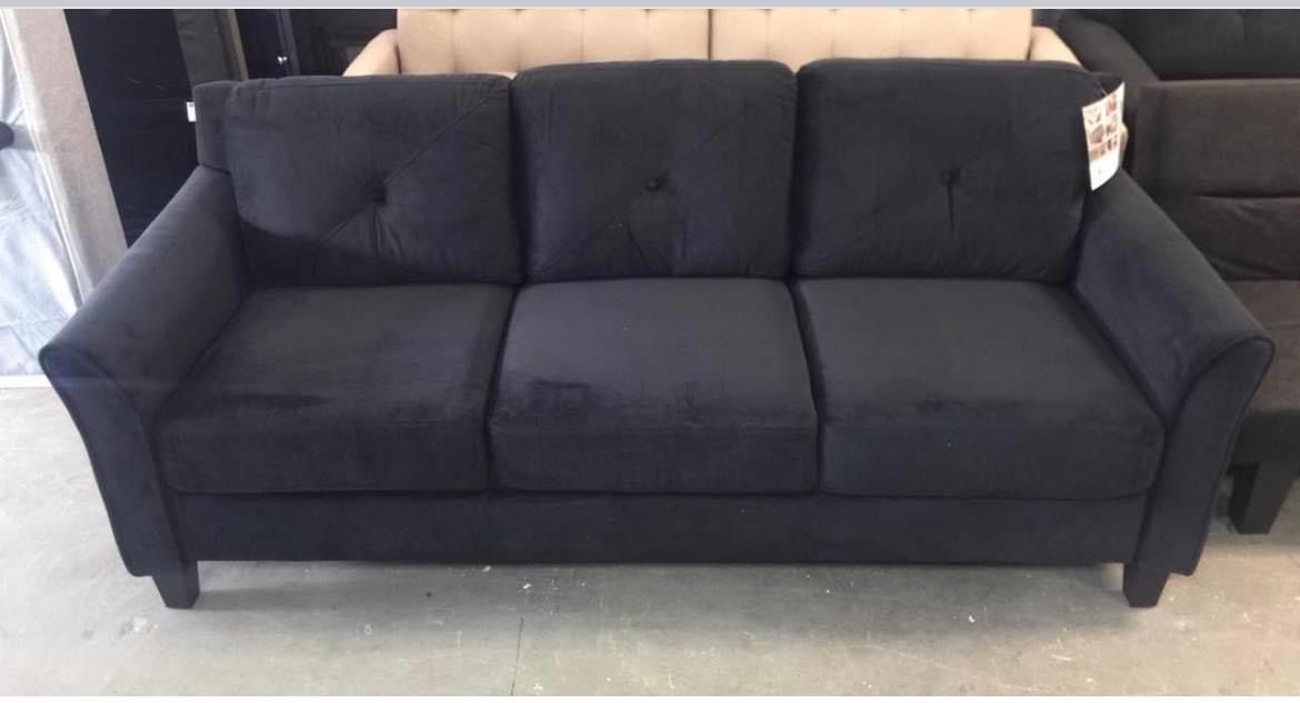 New Sofa with Curved Arm, Black