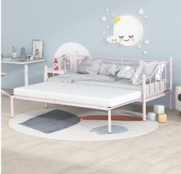 Pink Twin Trundle Bed Frame, Brand New