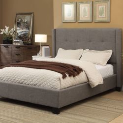 Brand new upholstered wingback platform bed frame 