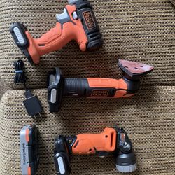 Black and Decker GoPaK 12v drill/driver, sander, flashlight cordless kit